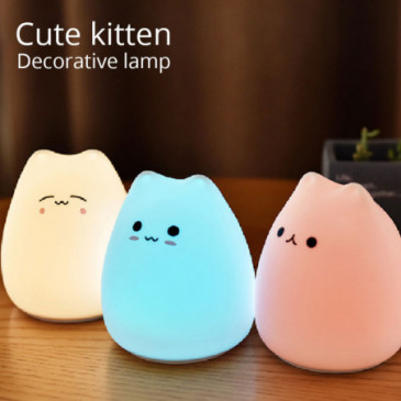 Lampe LED multicolore animal mignon tactile en silicone