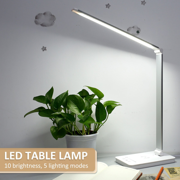 Lampe de bureau pliable à LED, rechargeable par USB, lumière tactile à intensité réglable