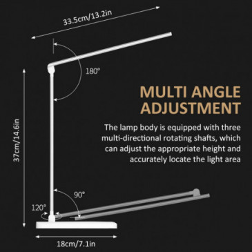 Lampe de bureau pliable à LED, rechargeable par USB, lumière tactile à intensité réglable