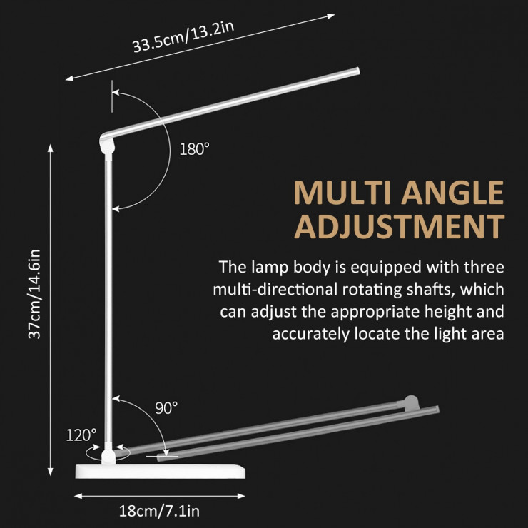 Lampe de bureau pliable à LED, rechargeable par USB, lumière tactile à intensité réglable